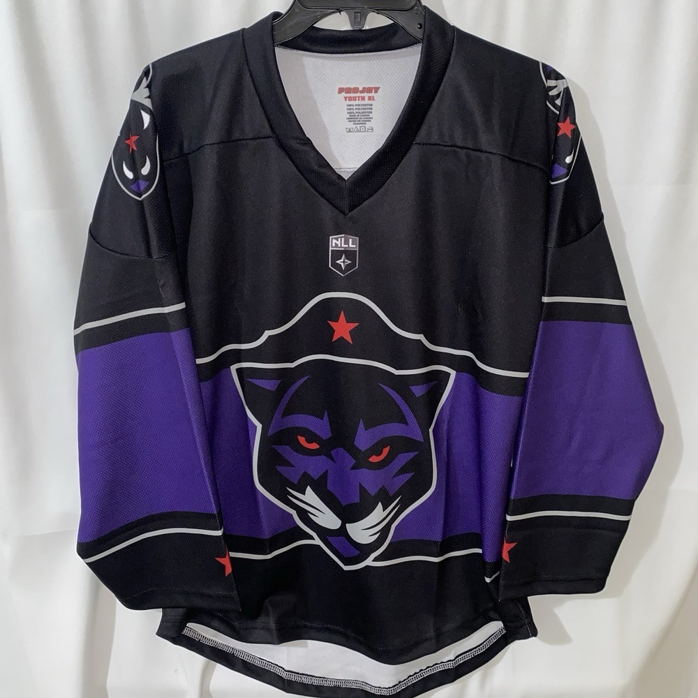 Panther City Lacrosse Club NLL Lacrosse Jersey Black Youth Size XL ProJoy NWOT